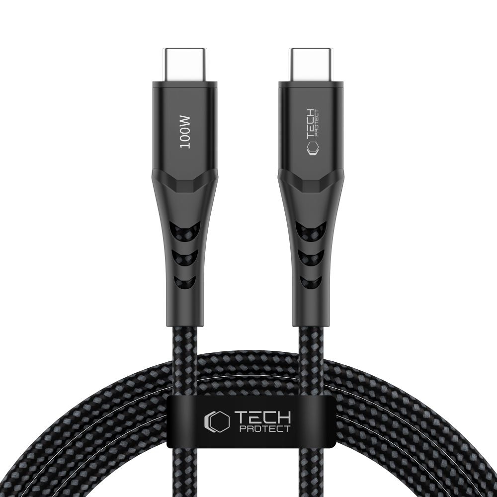 Tech-Protect Ultraboost UB11T USB-C / USB-C PD 100 W / QC3.0-kabel 200 cm – sort