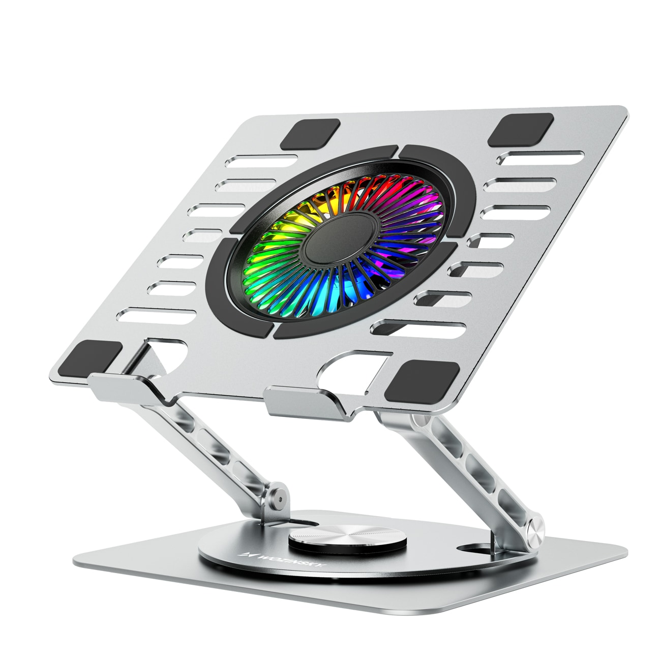 Wozinsky WDCX-X16-AS CoolBase RGB 360° køleholder til bærbar computer og tablet – sølv