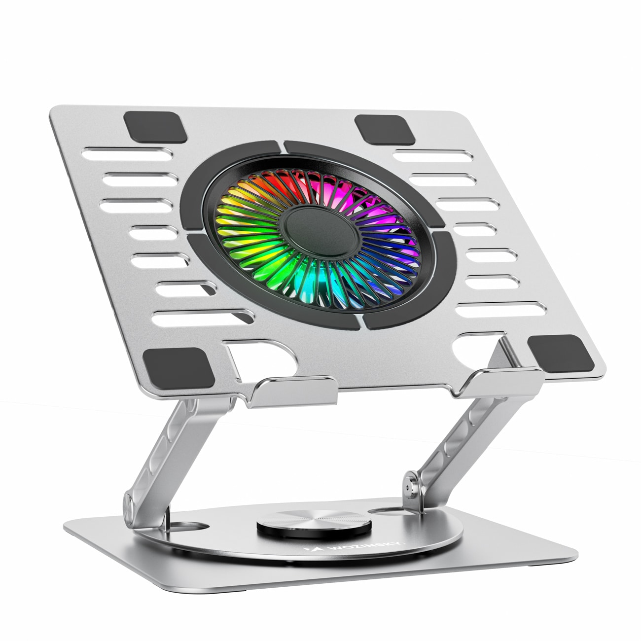 Wozinsky WDCX-X16-AS CoolBase RGB 360° køleholder til bærbar computer og tablet – sølv