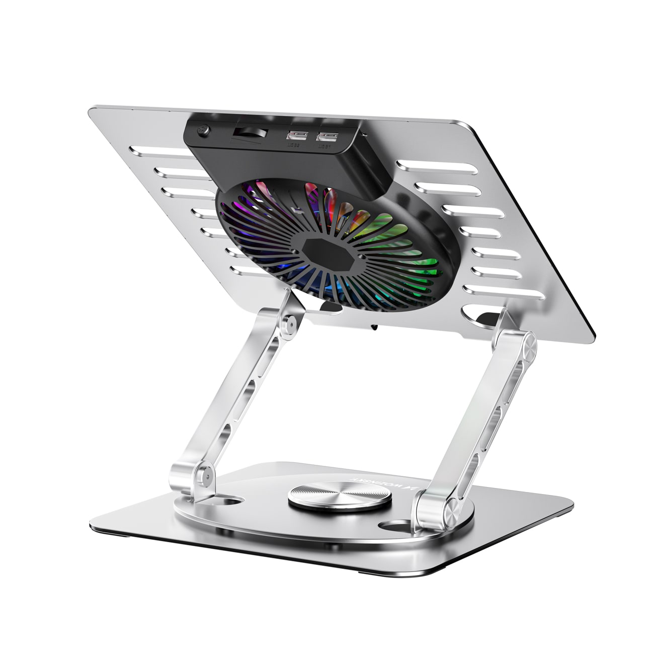 Wozinsky WDCX-X16-AS CoolBase RGB 360° køleholder til bærbar computer og tablet – sølv
