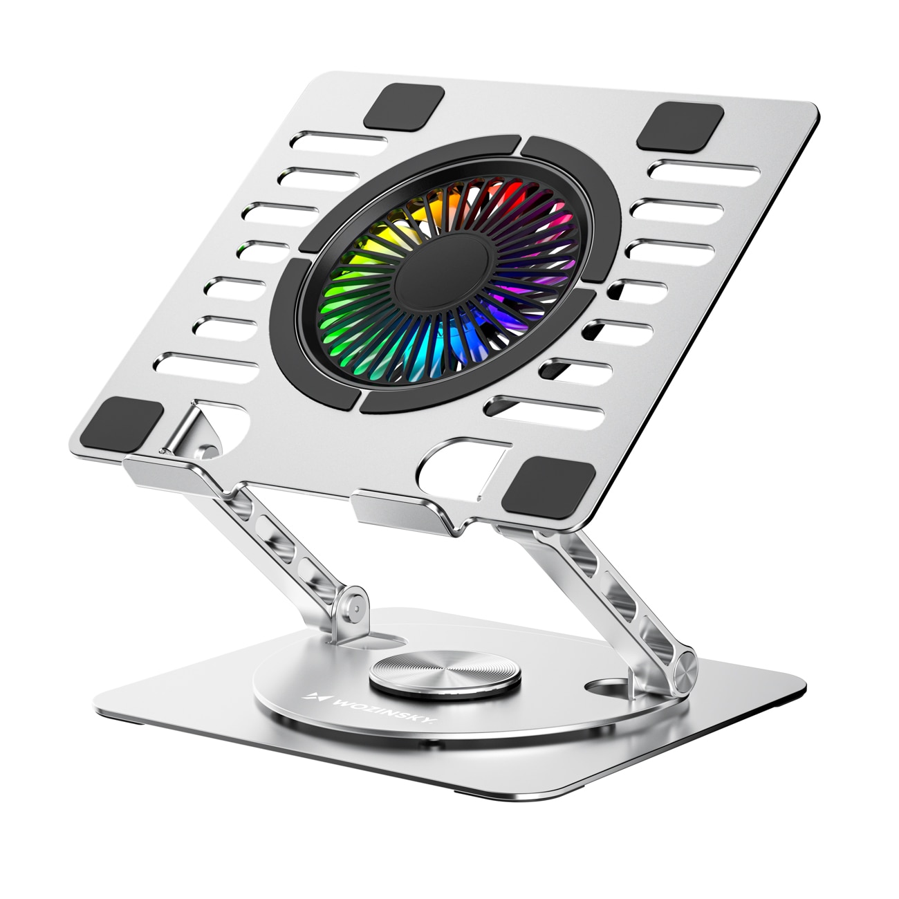 Wozinsky WDCX-X16-AS CoolBase RGB 360° køleholder til bærbar computer og tablet – sølv