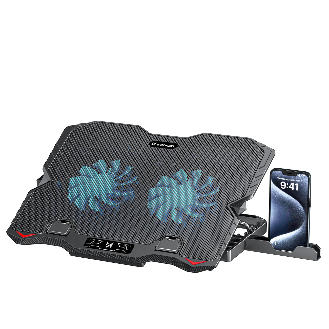 Wozinsky WDCX-015 StormPad RGB Gaming-køleholder til bærbar computer – sort