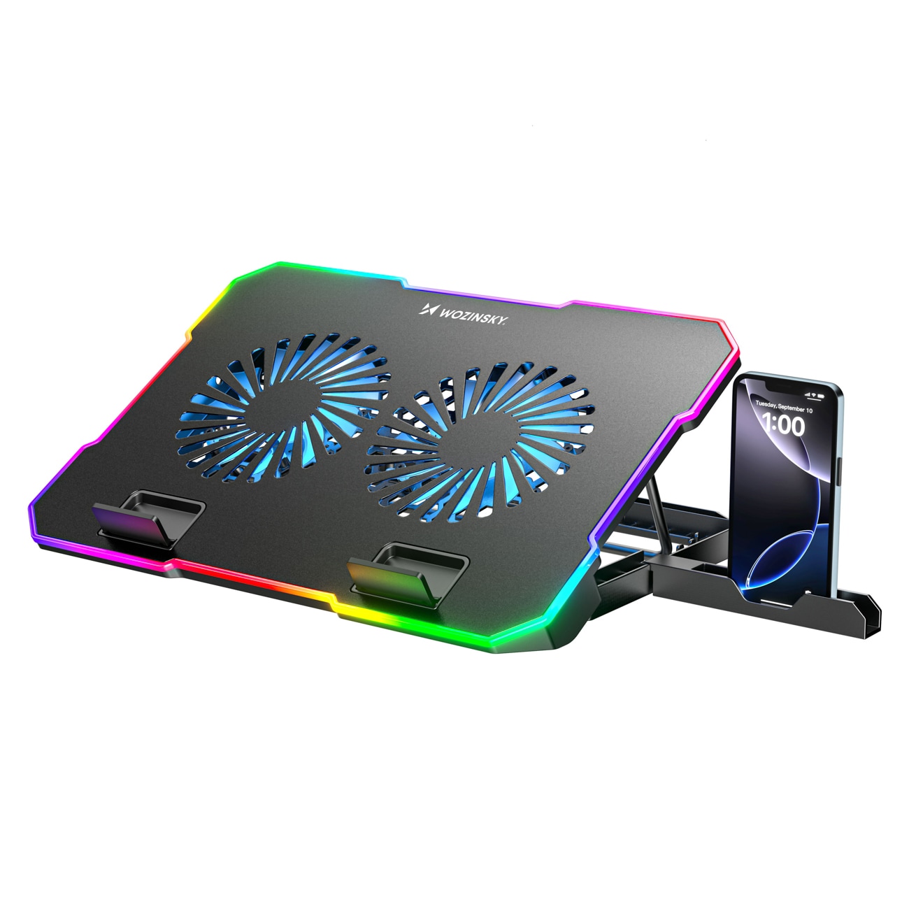 Wozinsky WDCX-A26 NitroCool RGB køleunderlag til gaming-bærbare – sort