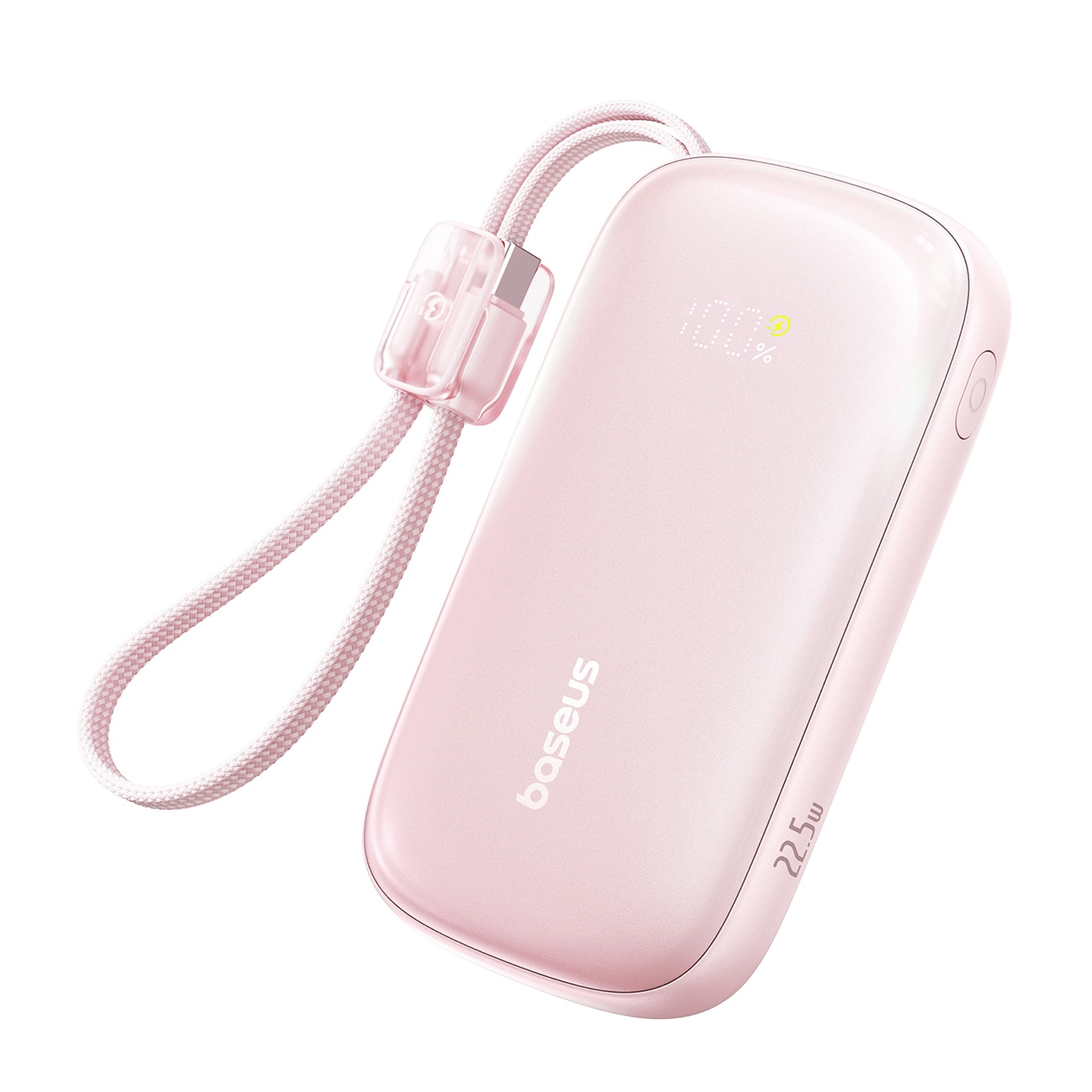 Baseus EnerFill FC21 Qpow 3 Ultra 20000mAh 22,5W powerbank med display og kabel medfølger – lyserød