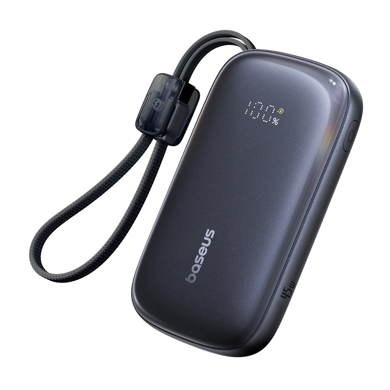 Baseus EnerFill FC21 Qpow 3 Ultra 10000mAh 45W powerbank med integreret snorekabel – sort