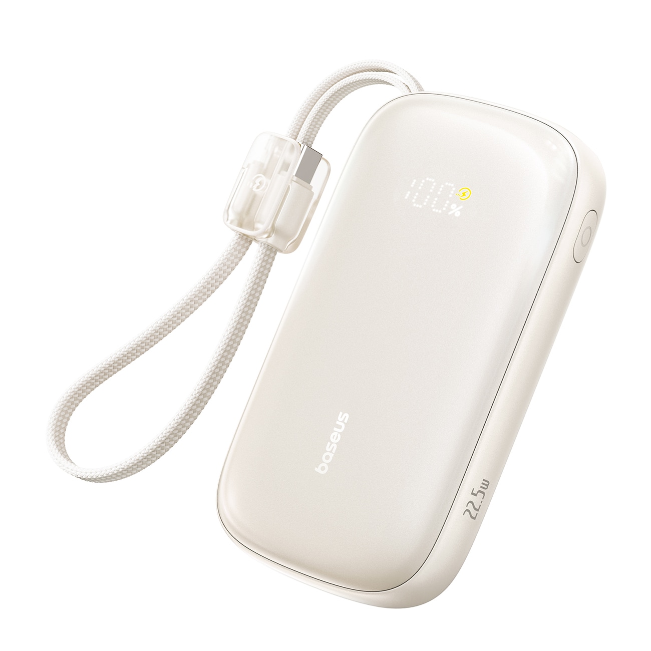 Baseus EnerFill FC21 Qpow 3 Ultra 20000mAh 22,5W powerbank med display og kabel medfølger – beige