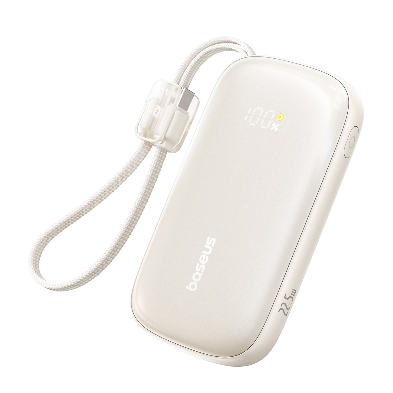 Baseus EnerFill FC21 Qpow 3 Ultra 10000mAh 22,5W powerbank med fastgjort kabelstropp – beige