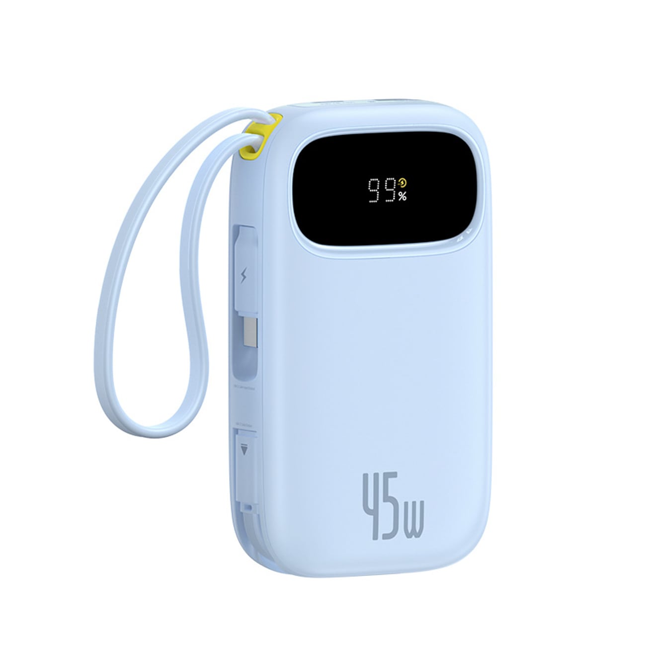Baseus EnerFill FC31 QPow3 20000mAh 45W powerbank med display og USB-C- og Lightning-kabler – blå