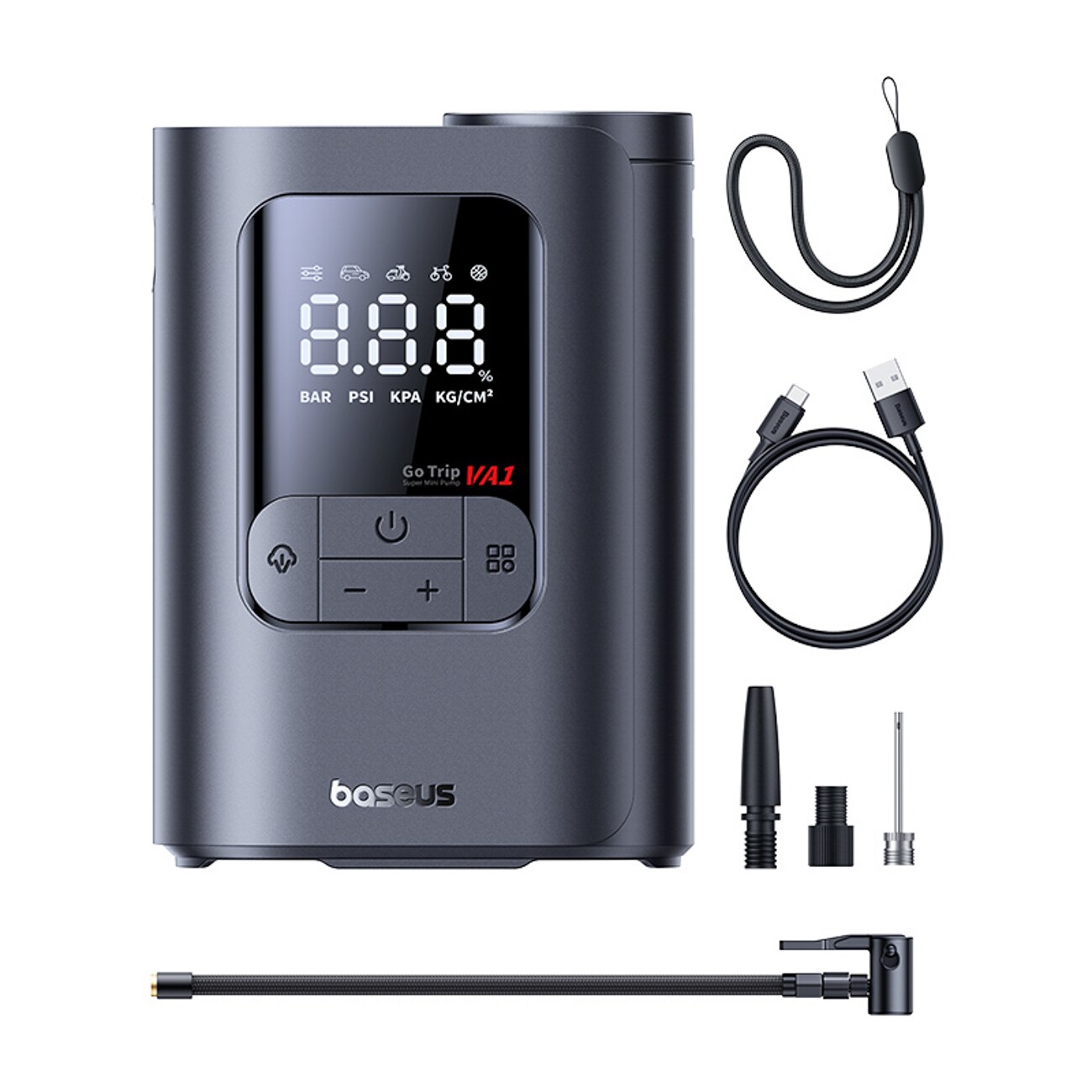 Baseus GoTrip VA1 trådløs pumpe 150 PSI 7500 mAh – mørkegrå
