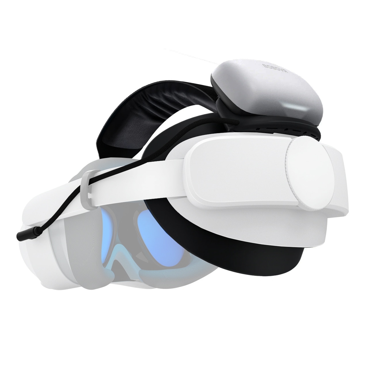 BoboVR P4U-hovedrem med batteri til PICO 4 Ultra og Ultra Enterprise – hvid og sort