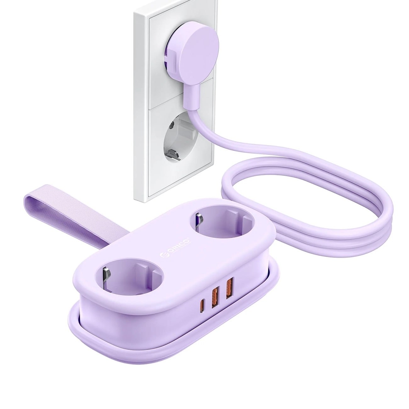 Orico AP3 20 W GaN 5-i-1 stikdåse 2x stikkontakt + 2x USB-A + 1x USB-C – Lilla
