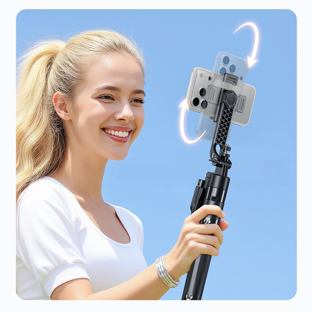 Selfiestang Orico SPN185 1/4" stativ til mobilkamera m. 360° rotation og Bluetooth 5.2 – sort