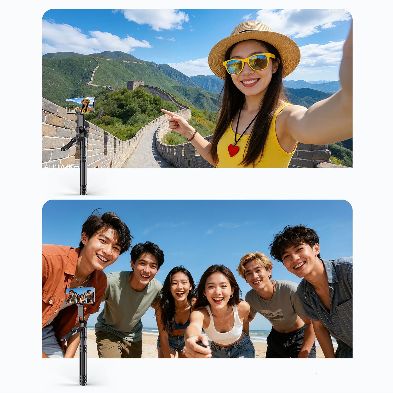 Selfiestang Orico SPN185 1/4" stativ til mobilkamera m. 360° rotation og Bluetooth 5.2 – sort