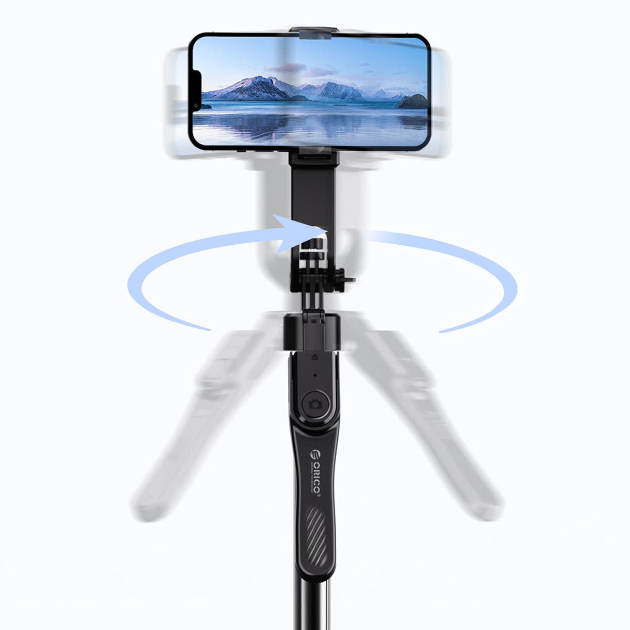Selfiestang Orico SPN185 1/4" stativ til mobilkamera m. 360° rotation og Bluetooth 5.2 – sort