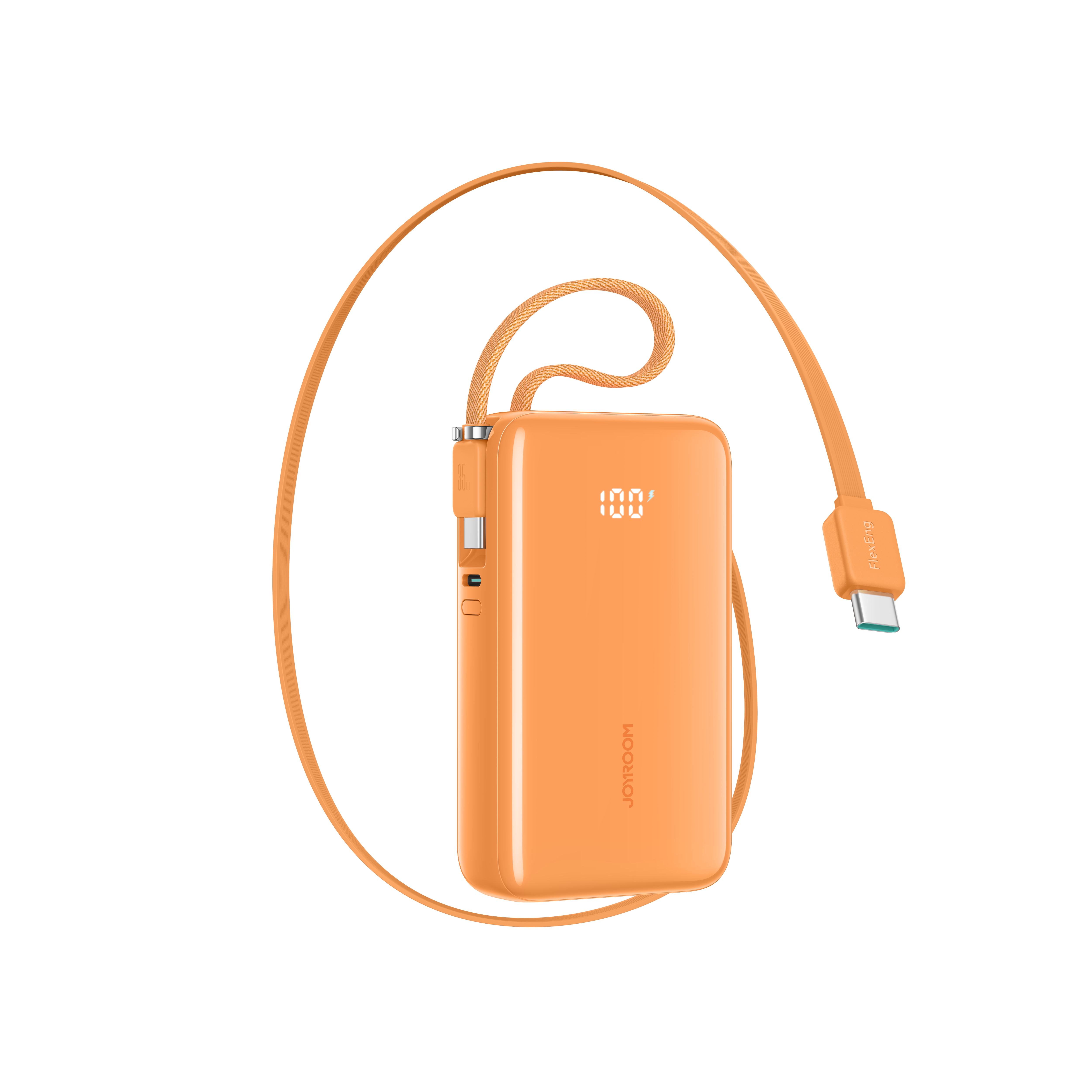 Joyroom JR-PR2L 35 W 10.000 mAh powerbank med indbyggede USB-C-kabler – orange