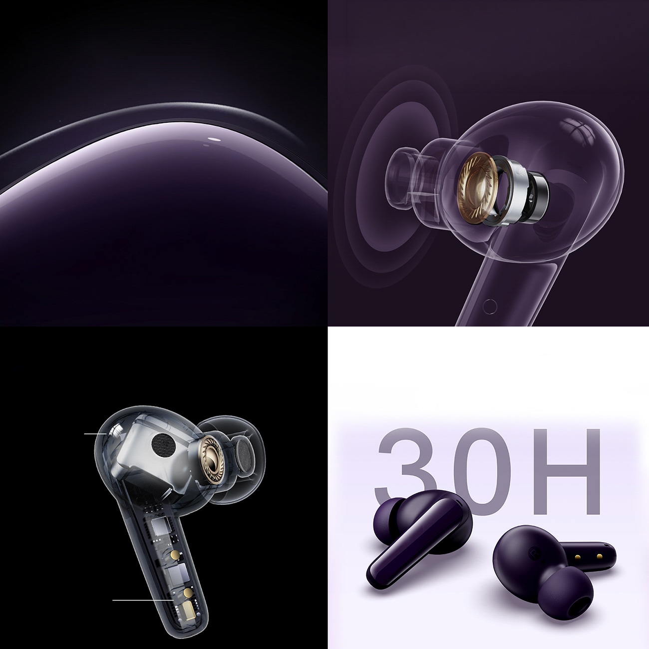 QCY T13X in-ear-hovedtelefoner med ENC, IPX5 og Bluetooth 5.3 – Lilla