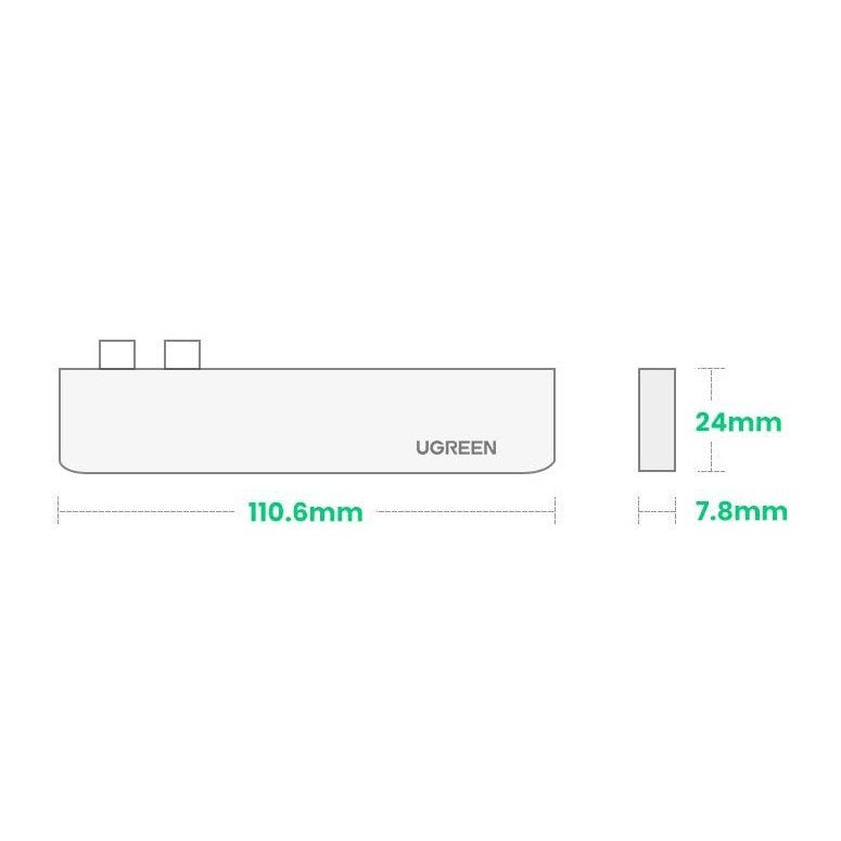 HUB Ugreen 60559 2x USB-C/USB-C PD (TB3, 100W, 4K 60Hz, 10Gbps) HDMI 4K 30Hz Grå