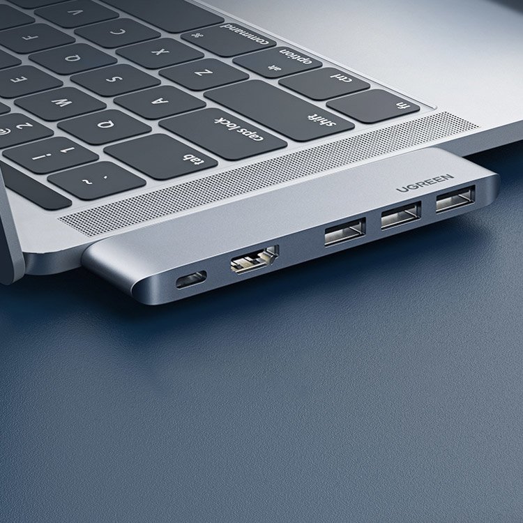 HUB Ugreen 60559 2x USB-C/USB-C PD (TB3, 100W, 4K 60Hz, 10Gbps) HDMI 4K 30Hz Grå