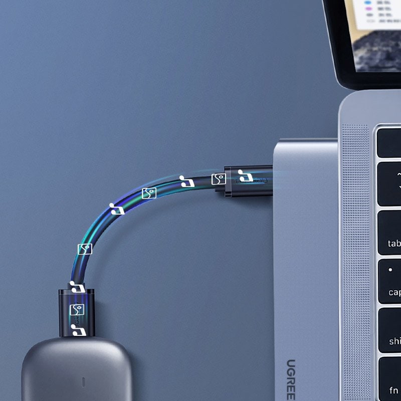 HUB Ugreen 60559 2x USB-C/USB-C PD (TB3, 100W, 4K 60Hz, 10Gbps) HDMI 4K 30Hz Grå