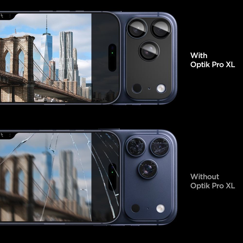 Spigen Optik Pro XL kameralinsglas til iPhone 17 Pro – sort