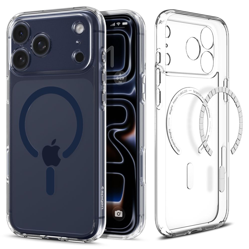 Spigen Ultra Hybrid MagSafe-etui til iPhone 17 Pro Max – gennemsigtig marineblå