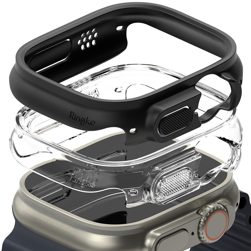 Ringke Slim 2-pak etui til Apple Watch Ultra 1/2 (49 mm) – gennemsigtig og mat sort
