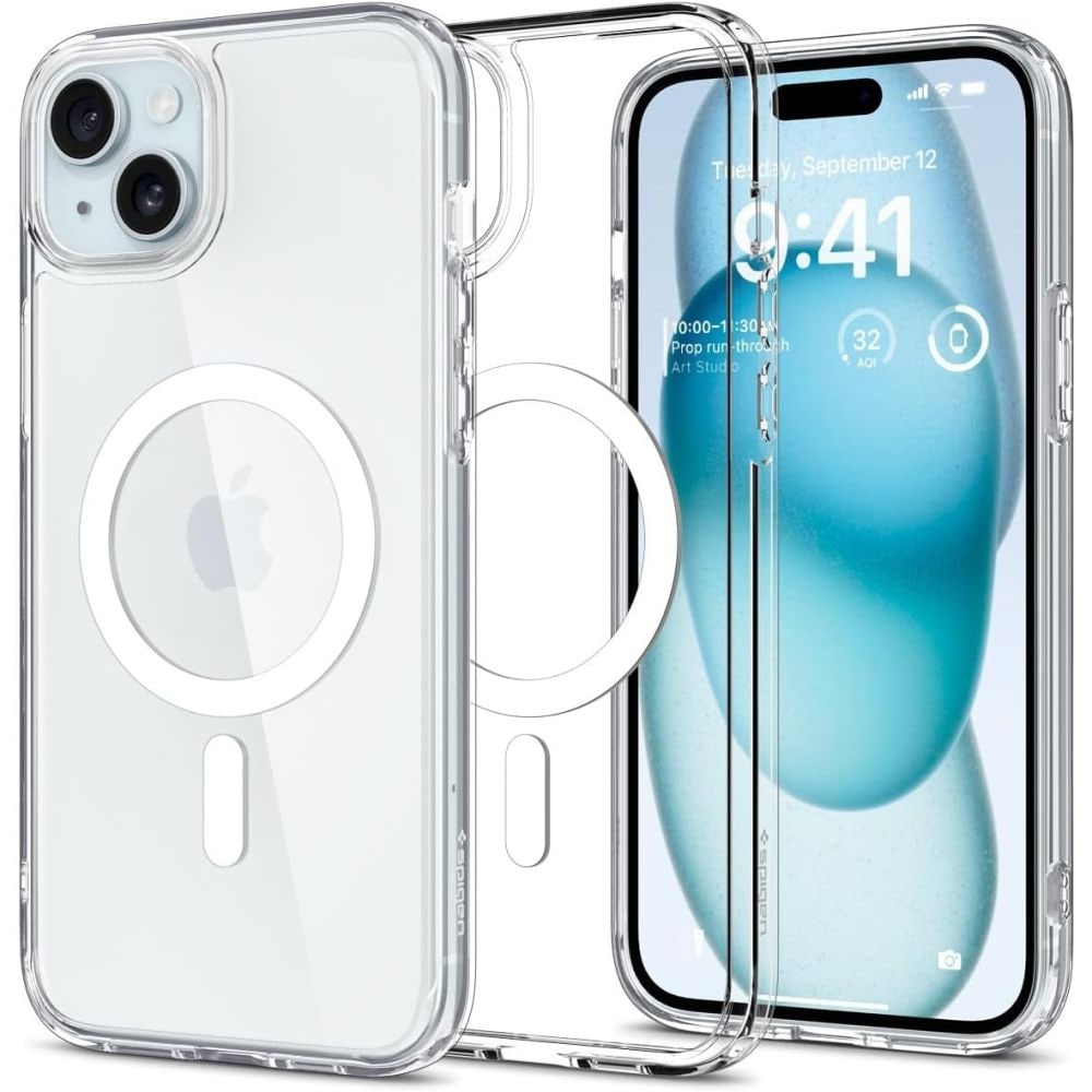 Spigen Ultra Hybrid Mag-etui med MagSafe til iPhone 15 – hvid