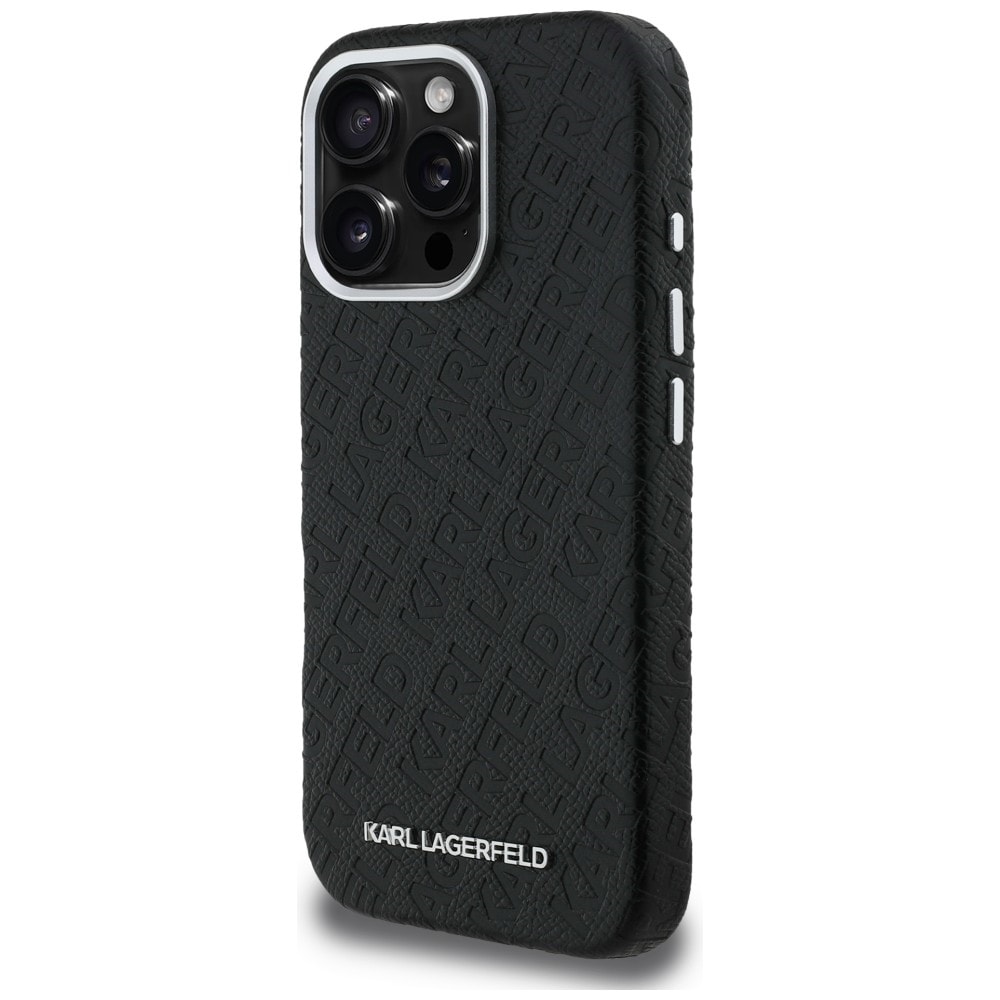 Karl Lagerfeld FW Karl MagSafe-etui med logo til iPhone 16 Pro – Sort
