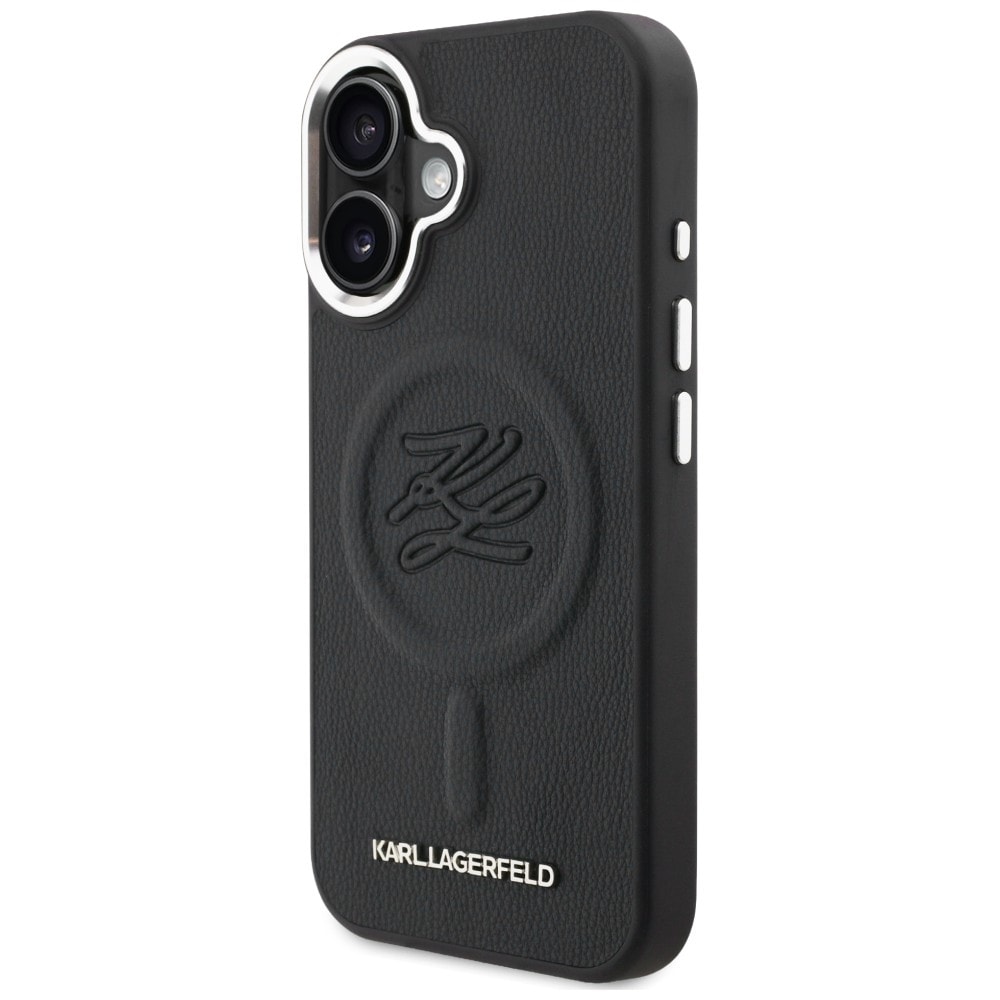 Karl Lagerfeld MagSafe-etui med initialer og metal-logo til iPhone 16 – Sort