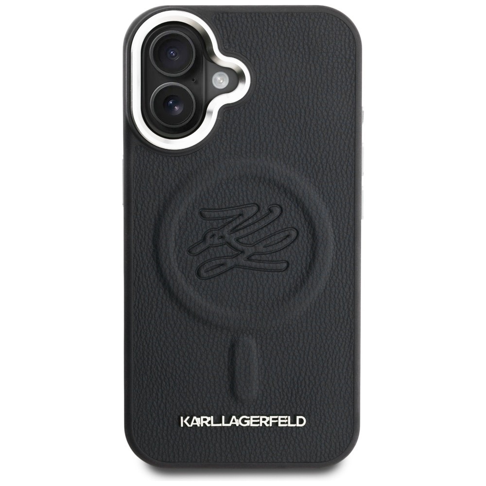 Karl Lagerfeld MagSafe-etui med initialer og metal-logo til iPhone 16 – Sort