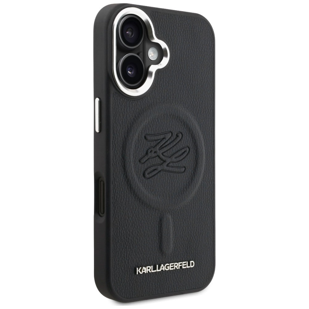 Karl Lagerfeld MagSafe-etui med initialer og metal-logo til iPhone 16 – Sort