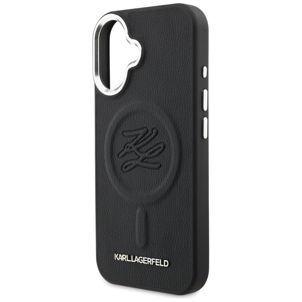 Karl Lagerfeld MagSafe-etui med initialer og metal-logo til iPhone 16 – Sort