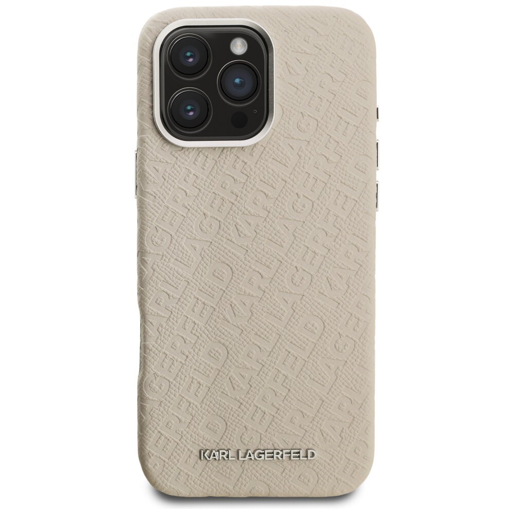 Karl Lagerfeld FW Karl MagSafe-etui med logo til iPhone 16 Pro – beige