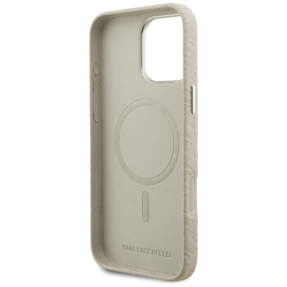 Karl Lagerfeld FW Karl MagSafe-etui med logo til iPhone 16 Pro – beige