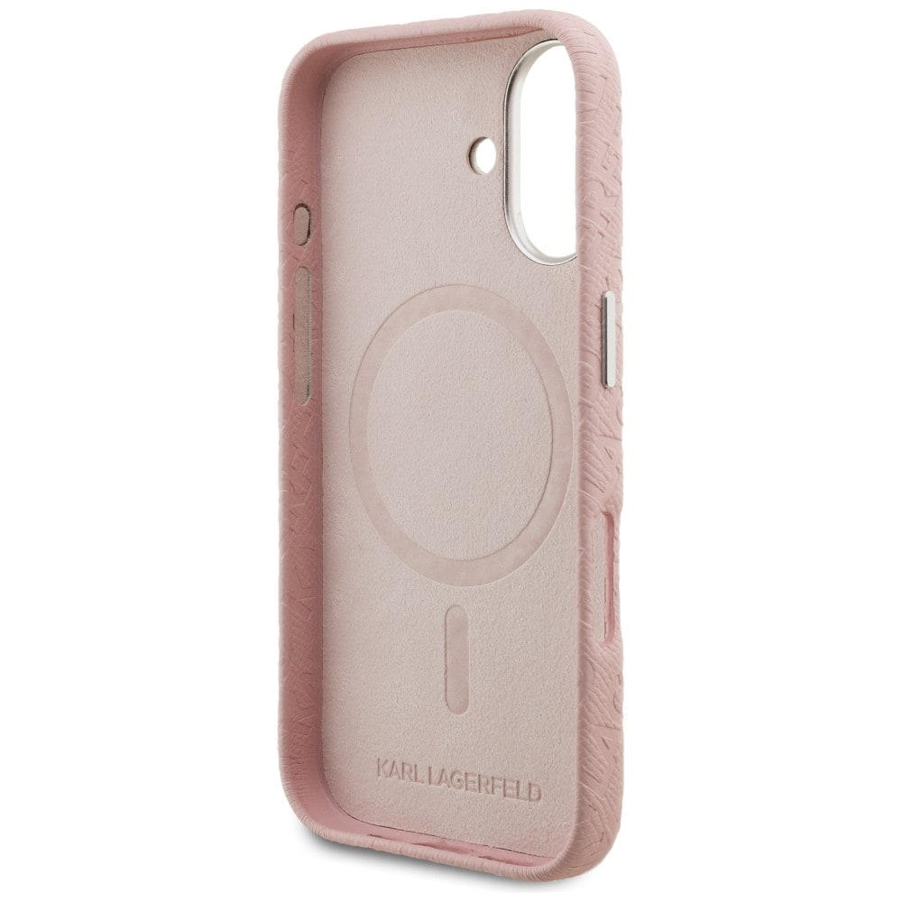 Karl Lagerfeld FW Stamped Karl MagSafe iPhone 16-etui – lyserød