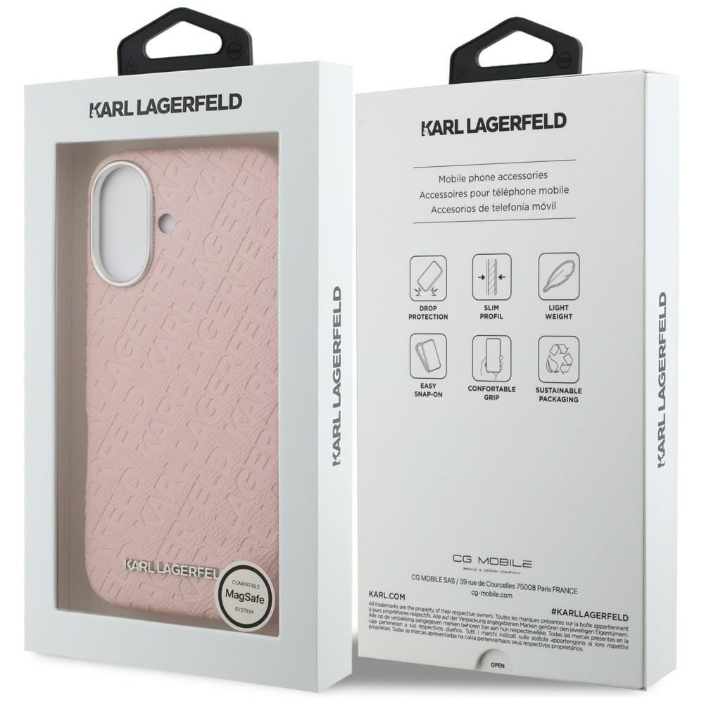 Karl Lagerfeld FW Stamped Karl MagSafe iPhone 16-etui – lyserød