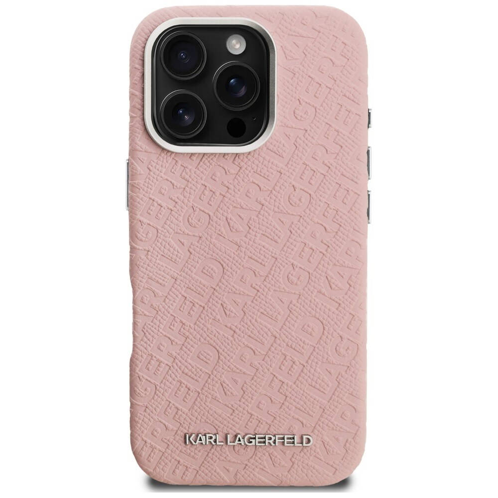 Karl Lagerfeld FW Karl MagSafe-etui med logo til iPhone 16 Pro – lyserød