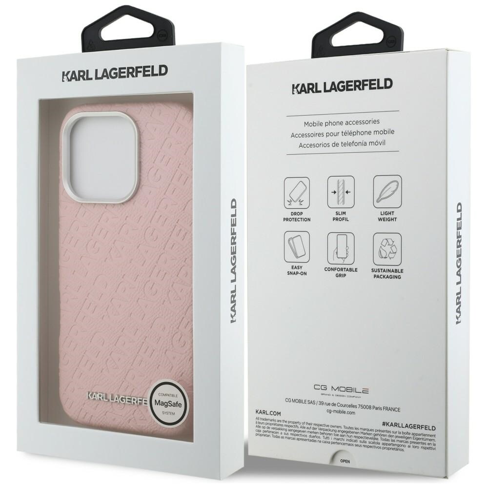 Karl Lagerfeld FW Karl MagSafe-etui med logo til iPhone 16 Pro – lyserød