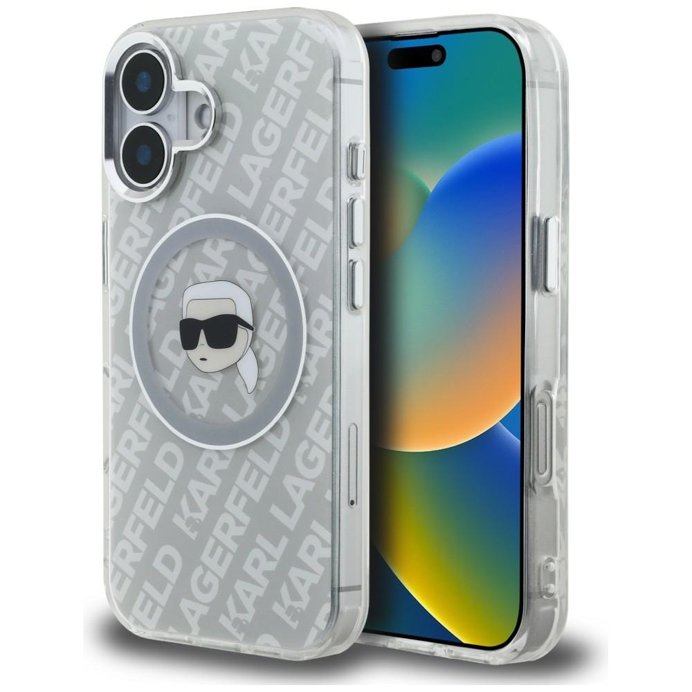 Karl Lagerfeld IML Karl Head Logo MagSafe-etui til iPhone 16 – Grå