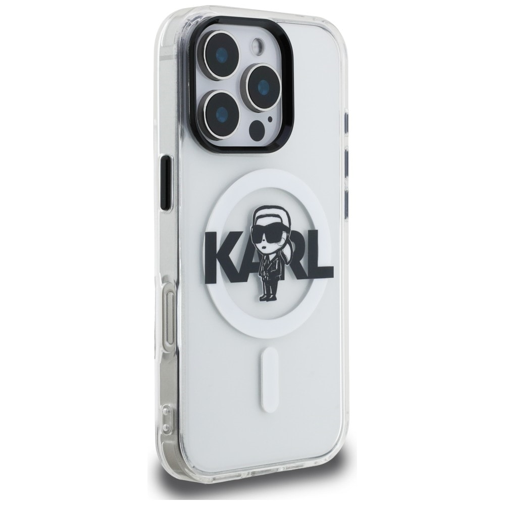 Karl Lagerfeld IML Karl Sketch Logo MagSafe-etui til iPhone 16 Pro Max – gennemsigtigt