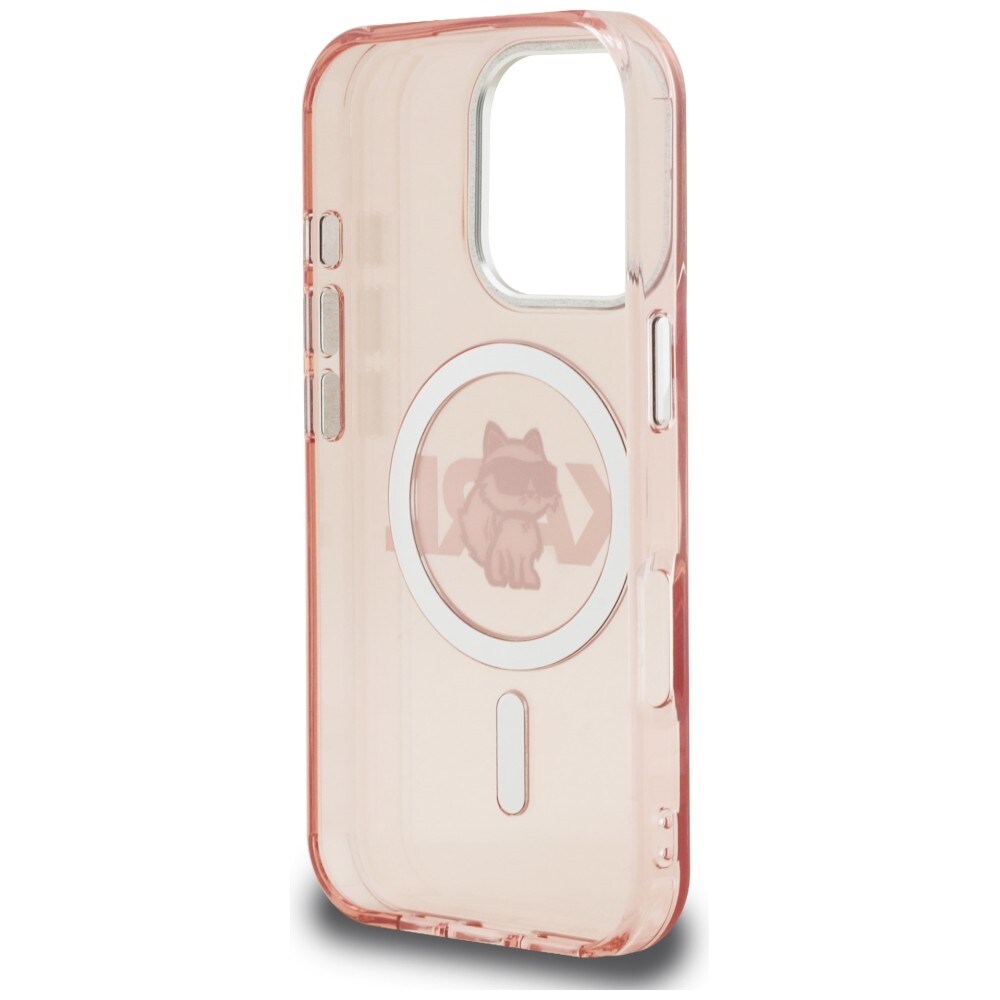 Karl Lagerfeld IML Choupette-skitse-logo MagSafe-etui til iPhone 16 Pro Max – lyserød