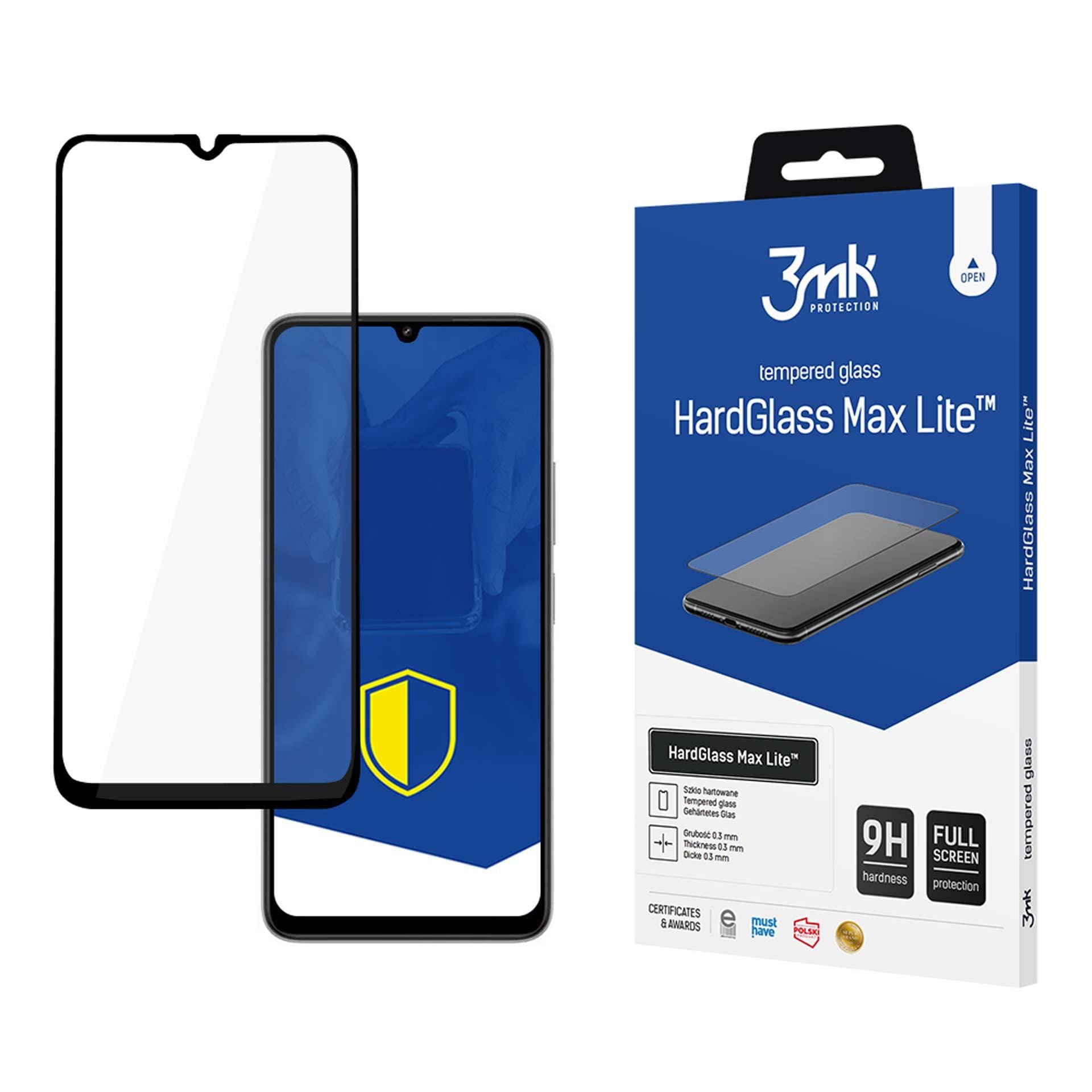 Hærdet glas 3mk HardGlass Max Lite med sort ramme til Xiaomi Redmi 13C 5G