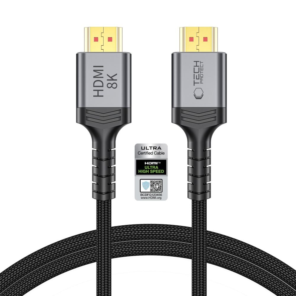 Tech-Protect UltraBoost HDMI 2.1 4K 120 Hz / 8K 60 Hz-kabel, 100 cm – Svart