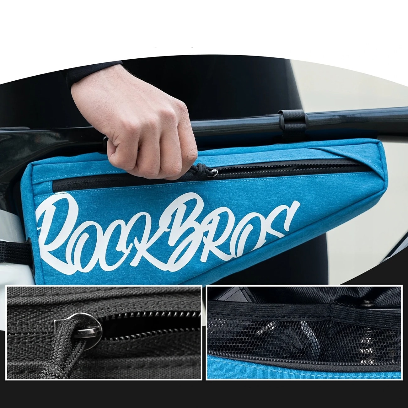 Rockbros G008 Flash Journey cykeltaske med trekantet stel, XL, 1,9 l – blå