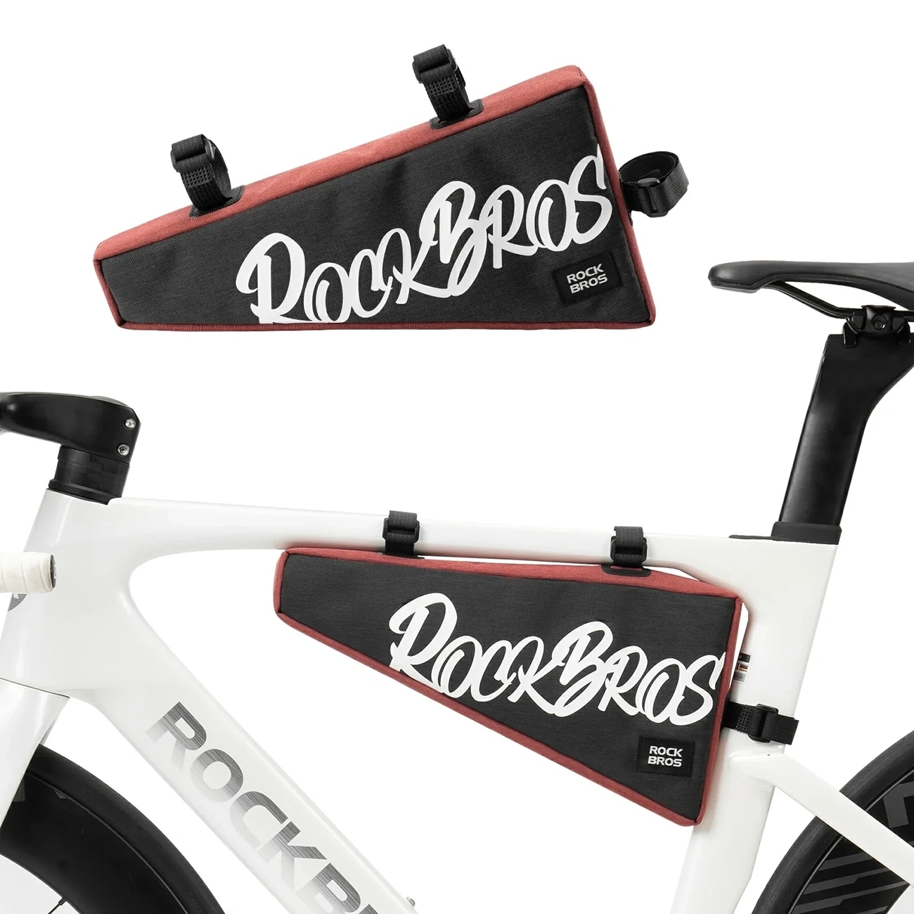Rockbros G008 Flash Journey cykeltaske med trekantet stel, XL, 1,9 l – Svart og rød