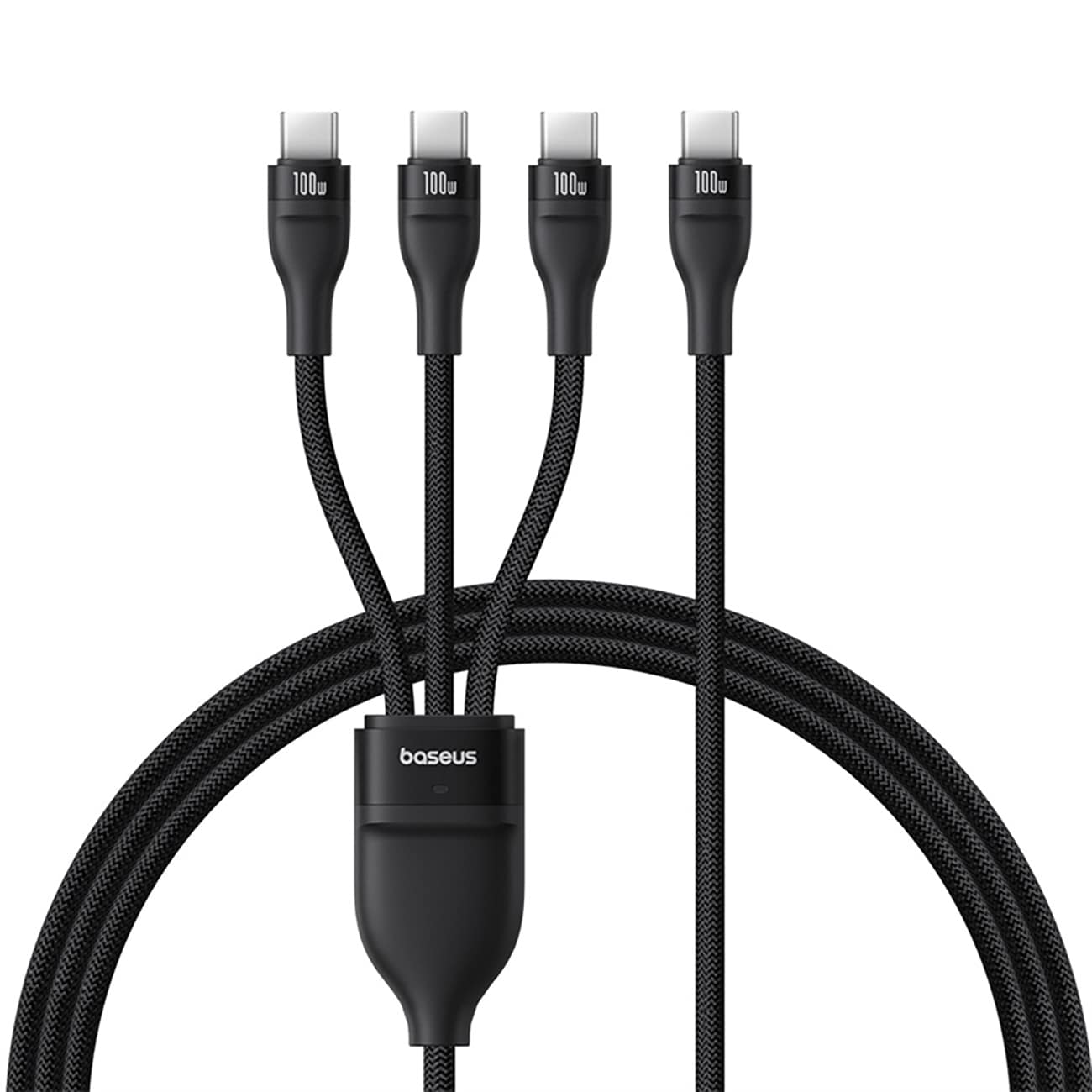 Baseus Flash Series 3 100 W 3-i-1 USB-C-kabel – 3 x USB-C, 1,5 m – sort