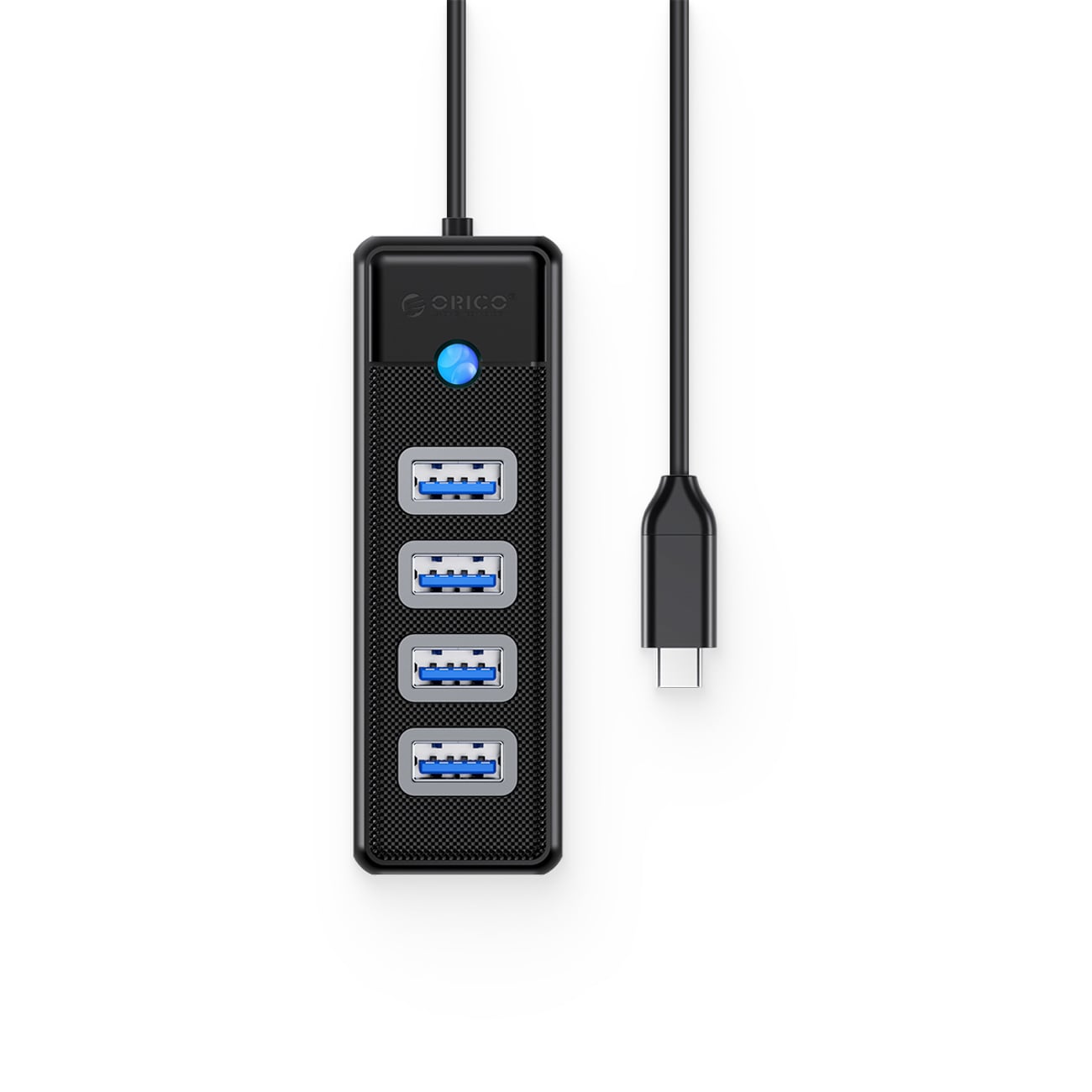 Orico PW4U-C3 USB-hub med 4 USB-A 3.0-porte, 1,8 m – sort