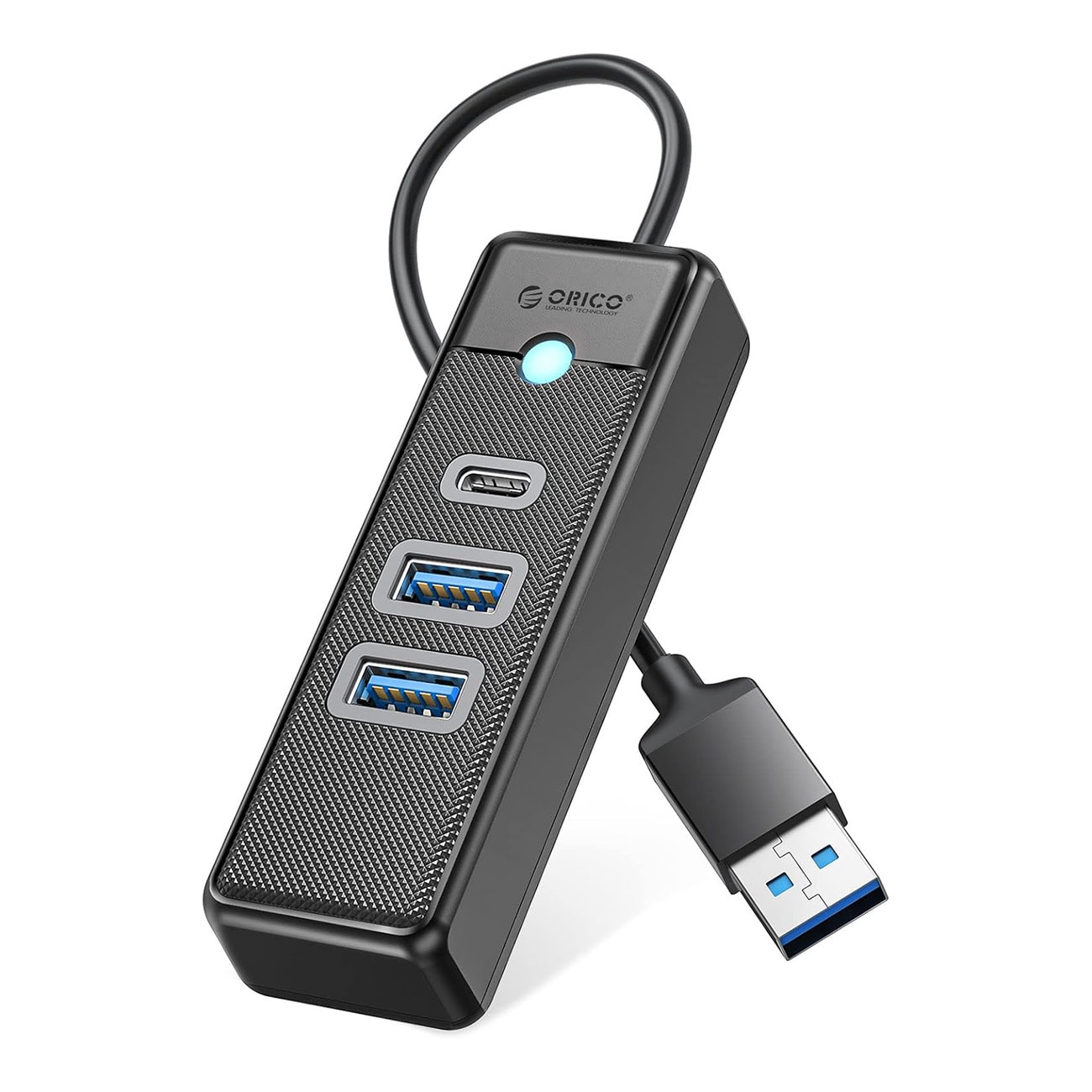 Orico PWC2U-U3 USB-hub med 3 porte: 2 x USB-A 3.0, 1 x USB-C 3.0, 0,15 m – sort