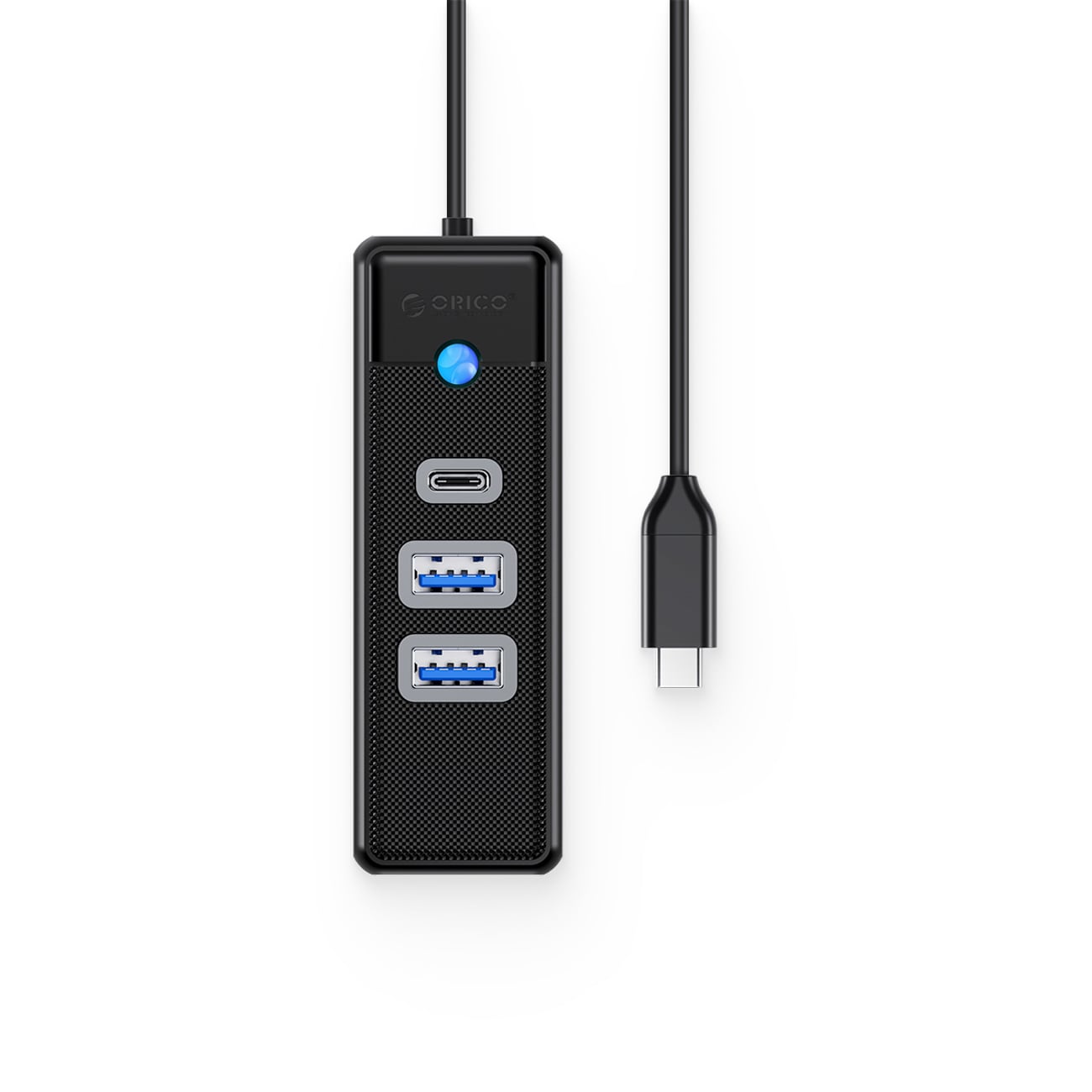 Orico PWC2U-C3 USB-hub med 3 porte: 2x USB-A 3.0, 1x USB-C 3.0, 1 m – sort