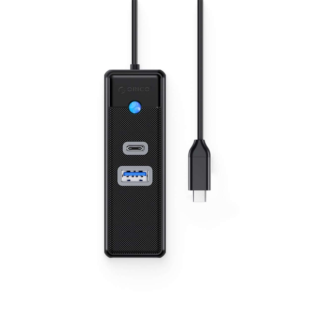 Orico PWCUR-C3 USB-hub 3 porte: USB-A 3.0, USB-C 3.0, RJ45 Gigabit Ethernet, 0,15 m – sort